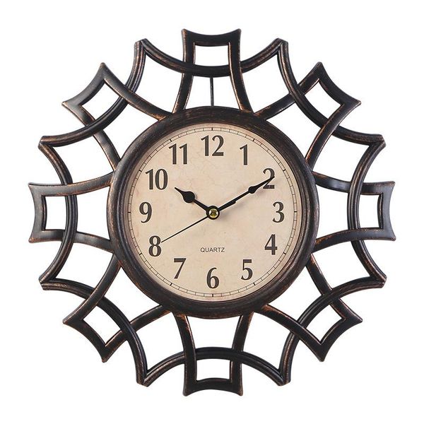 

wall clocks 10 inch retro clock nordic round living room fashion silent quartz home decoration
