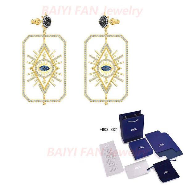 

stud fashion jewelry swa tarot magic pierced earrings symbol pave poker pattern decoration crystal lady romantic gift, Golden;silver