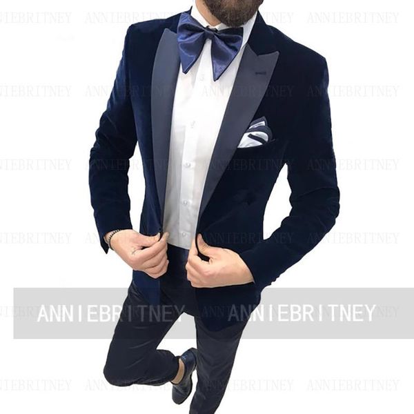 

men's suits & blazers latest coat pant designs navy blue double breasted velvet men suit formal slim fit wedding tuxedo custom groom bl, White;black