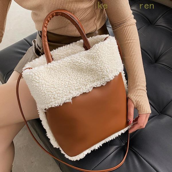 

-selling big capacity shoulder tote female pu plush crossbody bag clutch youth ladies simple versatile for women cross body