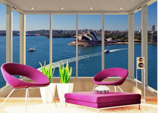 

wallpapers custom 3d mural wallpaper balcony views of the sydney opera house living room tv backdrop bedroom po