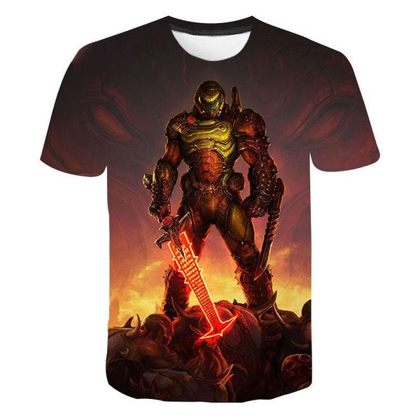 

men's t-shirts shooting game doom 3d print streetwear men women t shirt fashion oversized harajuku kids boys girls tees clothes, White;black