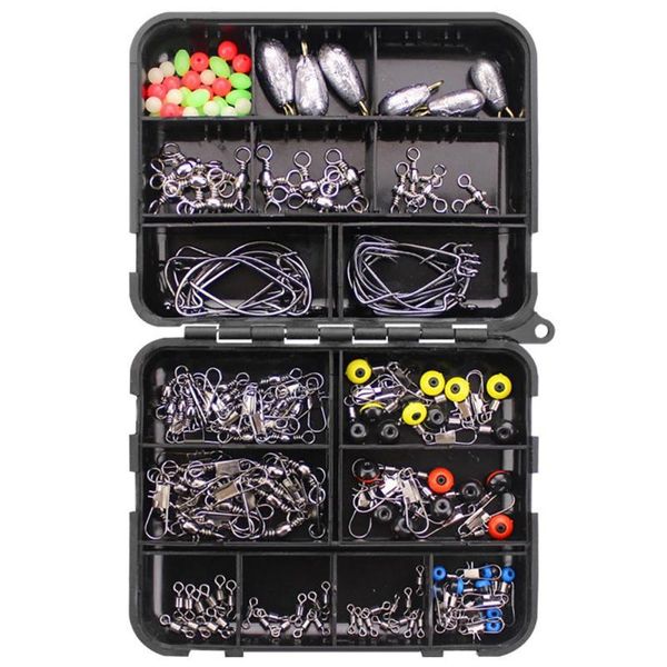 

fishing accessories kit160pcs/box including jig hooks sinker weights swivels snaps with tackle box