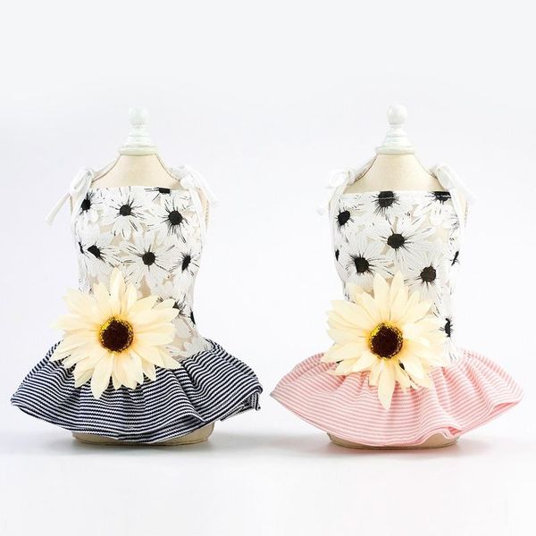 

dog apparel pet dress spring/summer sunflower sling clothes skirt girl floral harness