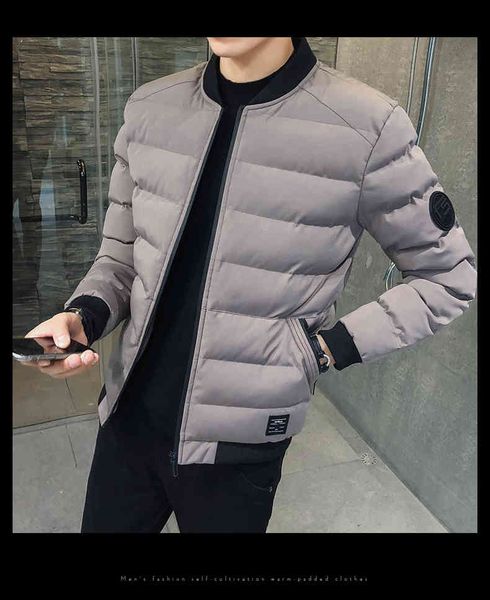 

downs men's padded winter warm slim coat windbreaker casual jacket, Black