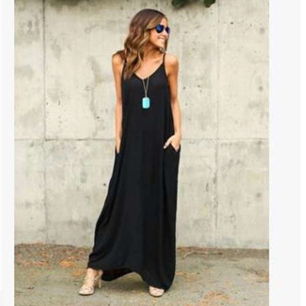 

casual dress women's summer boho casual maxi evening party cocktail beach sundress belt collar pocket long skirts woman dress kka4087, Black;gray