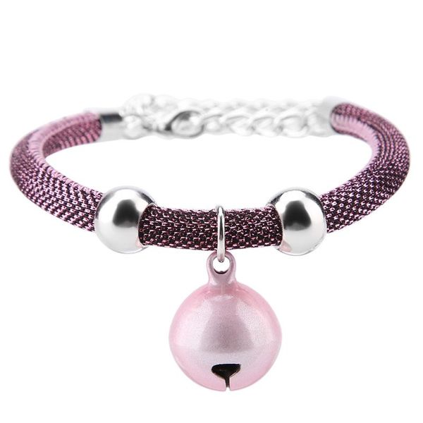 Collari di gatto conduce in stile giapponese Animali domestici Collana Accessorio per accessori di nylon Confanzia con catena di prolunga (rosa)