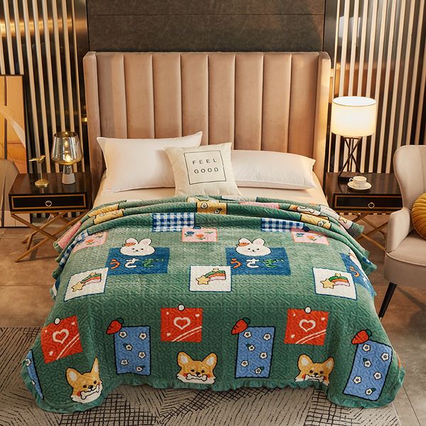 

bedding sets cartoon velvet winter thick spread double cover short plush quilted coverlet laciness sheet blanket gm5z