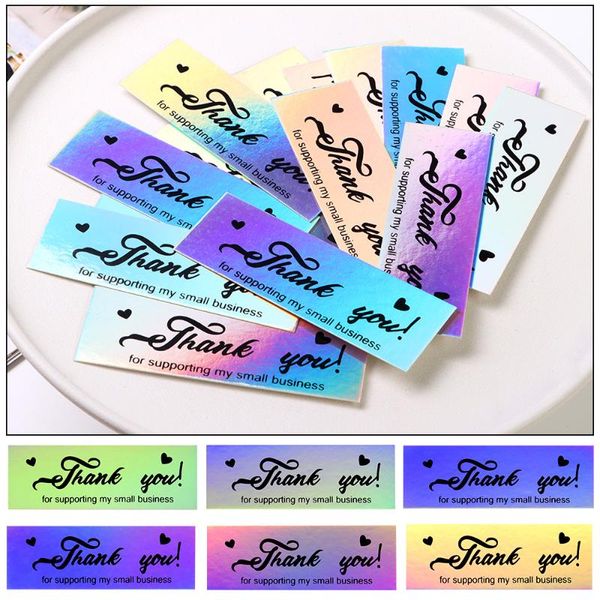 

greeting cards 100pcs square thank you for supporting my small business colorful floral silver diy handmade seal labels 3*9cm