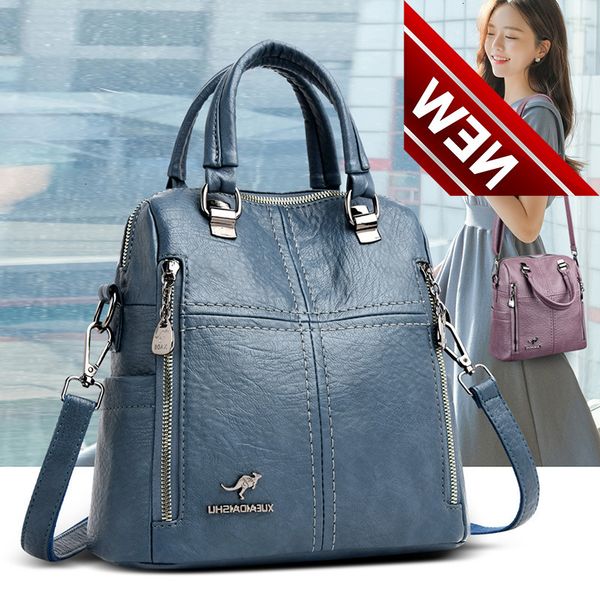 

2022 new leather women shoulder multifunction travel backpack school bags for girls bagpack mochila