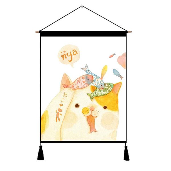 

tapestries cute cartoon tapestry background wall hanging cloth kitty living room meter box covering cotton linen