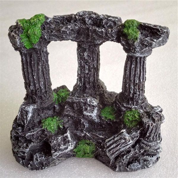 

stylish square rome stone pillars decoration manual retro resin landscaping for aquarium fish tank nice decorations