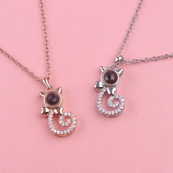 

kinds i love you language projection jewelry gift clavicle chain femme fashion necklace pendant for couple cute necklaces chains, Silver