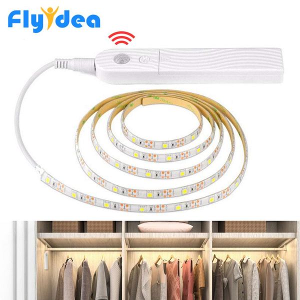 

1m motion sensor led light bande waterproof pir induction night battery powered wardrobe bed bottom smart lighting strips