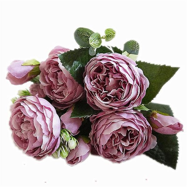 

decorative flowers & wreaths 5 forks 6pcs/pack heads artificial persia rose flower floral bouquet fake arrange wedding home decor party flor