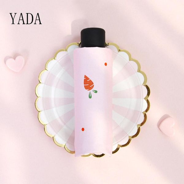 

umbrellas yada nwe light mini rainy five pocket folding cartoon carrot umbrella for women men uv waterproof yd200035
