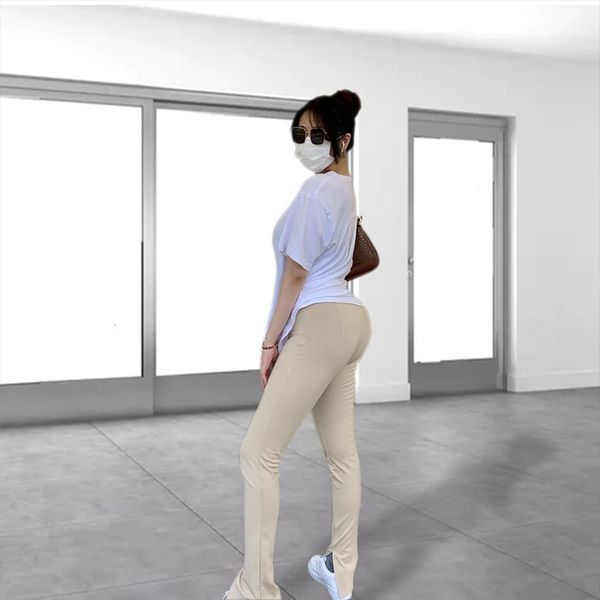 

autumn winter khaki slim womens pants office trousers casual hem crotch bottom thicken fabric high quality, Black;white