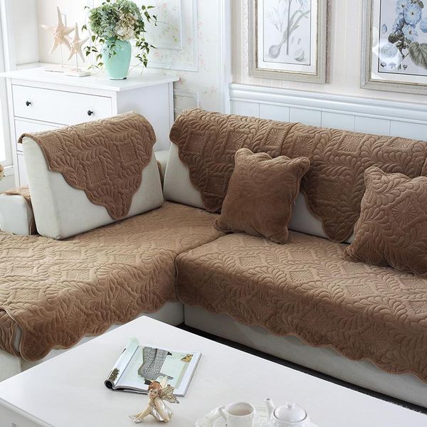 

chair covers fashion solid color plush sofa cover thickening modern minimalist l-shaped non-slip cushion armrest towel