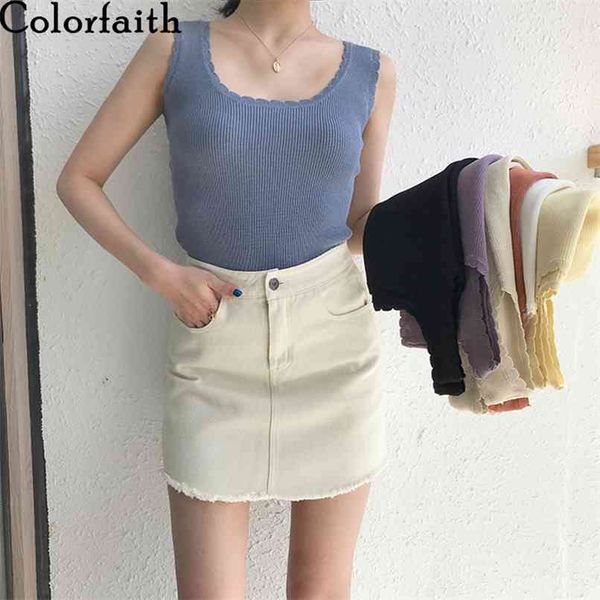 

spring summer women solid multi colors tank basic knitting bottoming wild vest lace up v6237 210427, White