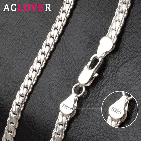 

chains aglover 925 sterling silver 20 inch 18k gold 6mm full sideways chain necklace for women man fashion jewelry charm gift