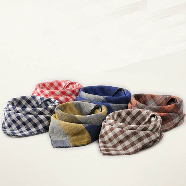 

baby bibs feeding newborn burping cloths girls boys accessories plaid towel kids triangular scarf spring autumn cotton b7101