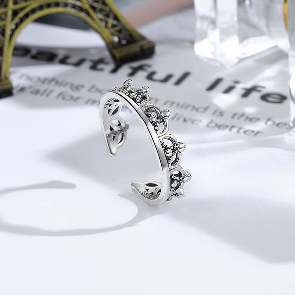 

delicate ring korean s925 small silver crown design for women