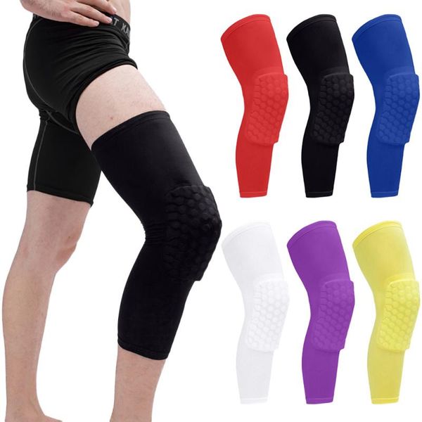 

elbow & knee pads 1pc honeycomb basketball sport kneepad volleyball protector brace support football compression leg sleeves, Black;gray