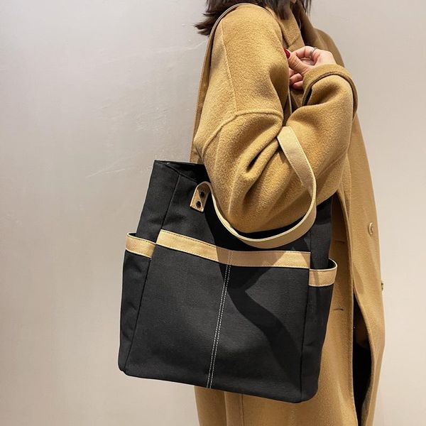 

evening bags hit colour shoulder bag for women 2021 fashion handbags canvas tote large capacity baguette shopping bucket