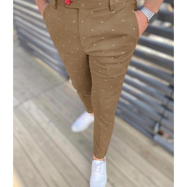 

men's pants trousers for men casual arrow printed classic fashion business slim fit straight clothing 2021 est design, Black