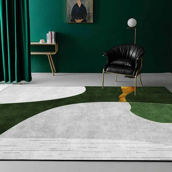 

fashion modern minimalist curve geometry dark blue gold gray living room bedroom bedside carpet floor mat customization carpets