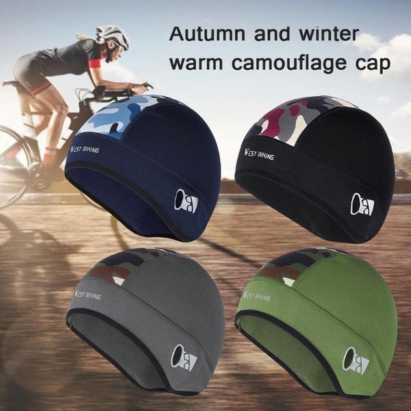 

cycling caps & masks cap winter riding warm camouflage breathable portable hat with glasses hole bike inner bicycle accessories, Black