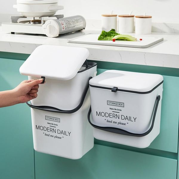 

waste bins durable garbage can household trash basket bin kitchen hanging sliding lid plastic wide opening