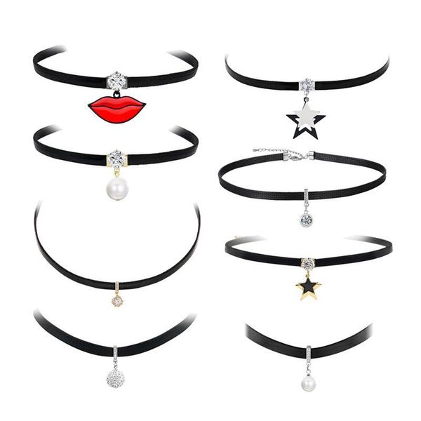 

8pcs necklace collar clavicle chain choker decor accessory chokers, Golden;silver