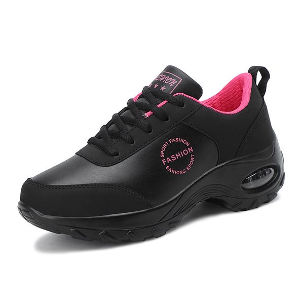 

2021 autumn new women's leather colorful sneakers trend air cushion running shoes large light casual