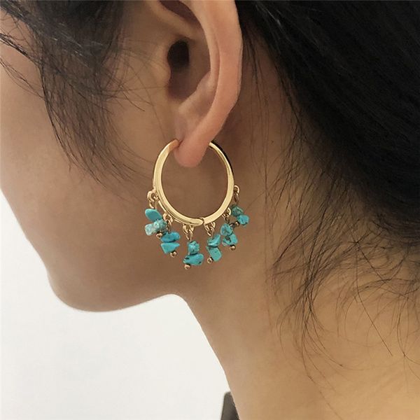 

turquoise charm bohemiantassel earrings women's earring jewelry e8812, Golden