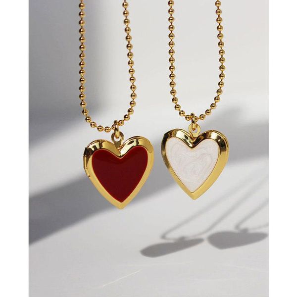 

pendant necklaces for women neck chain female jewelry wholesale gift seed beads gold plated heart locket necklace, Silver