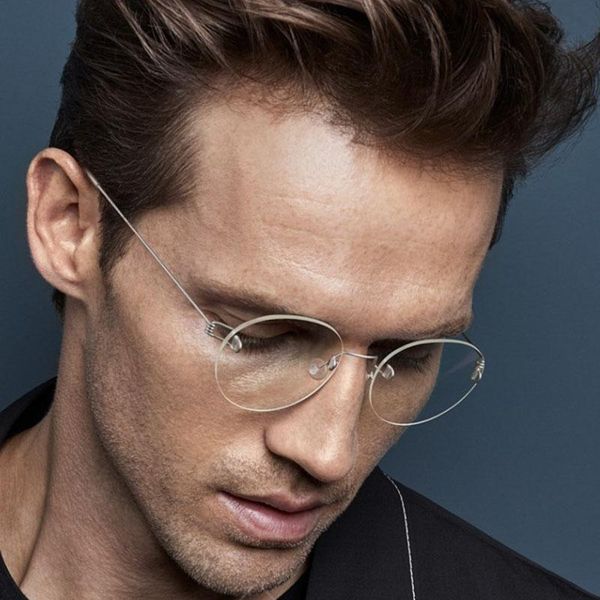 

fashion sunglasses frames titanium alloy rimless glasses frame men prescription eyeglasses women myopia optical spectacle man korean clear e, Black