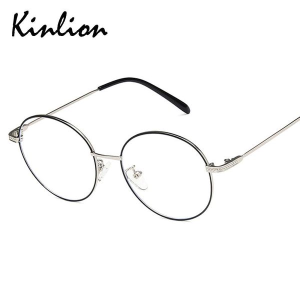 

fashion sunglasses frames kinlion classic anti blue light metal eye glasses for women vintage round eyeglasses men optical frame, Black