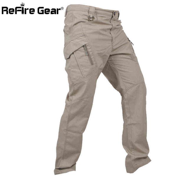 Refire Gear IX11 Calças Militares Táticas Urbanas Homens Swat Multi Bolsos Exército Combate Combate Calças de Carga Trabalho Casual Estiramento Calças de Algodão H1223