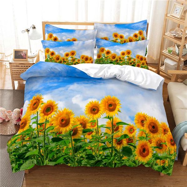 

bedding sets beautiful sunflower set duvet cover 3d digital printing bed linen  size fashion design