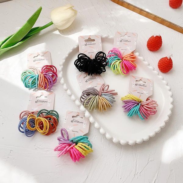 

30pcs candy color ponytail holder for children hair circle minimalism elastic band rope kid rubber wholesale accessories1, Slivery;white