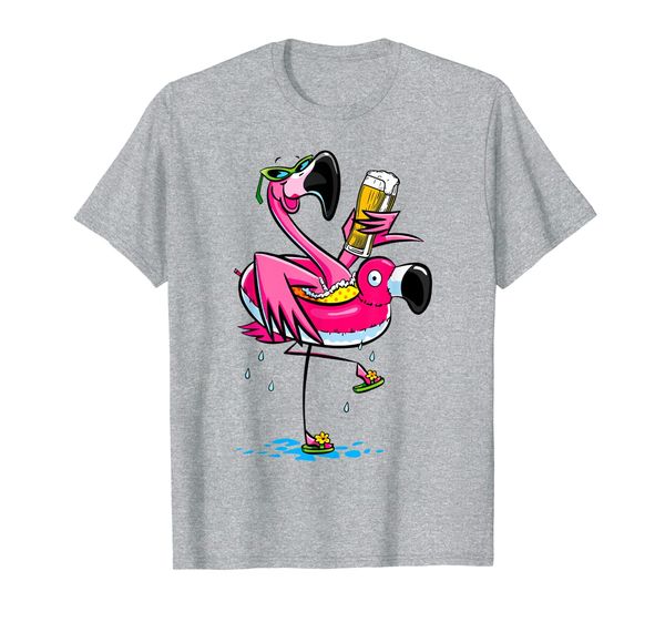 

flamingo drinking beer summer tshirt funny beer lover gifts, White;black