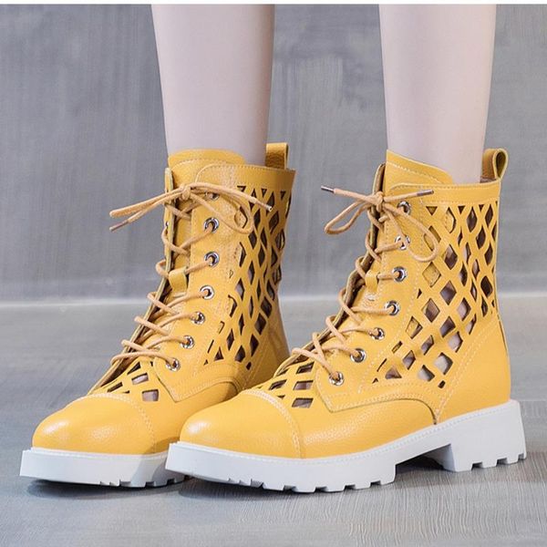 

boots 2021 women leather cold fashion hollow out candy color plus size female platform booties ladies shoes, Black