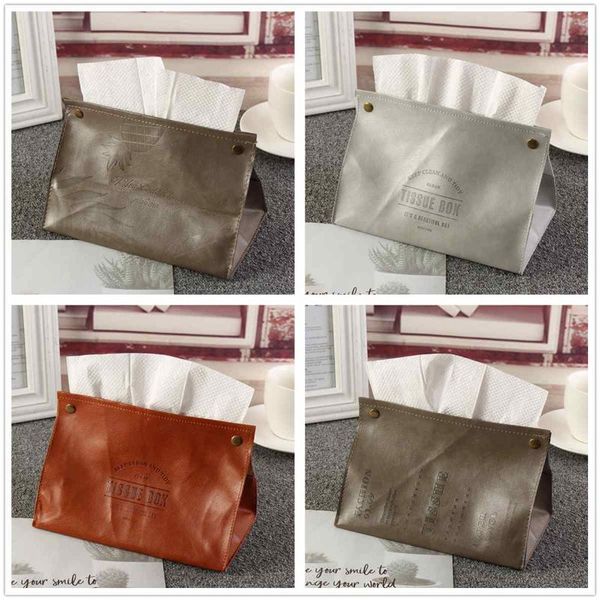 

tissue boxes & napkins nordic pu leather box home car napkin paper container case pouch towel papers bag table decoration accessories