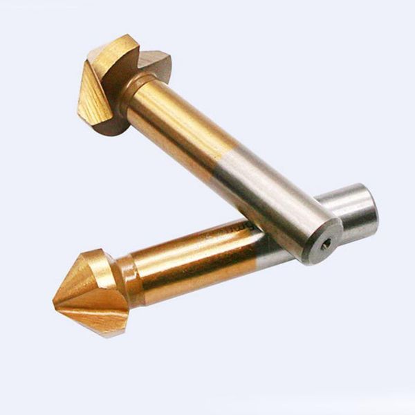 

professional drill bits round shank 6pcs 3 flute 90 degree chamfer bevel cutter end mill tool countersink bit set lks99