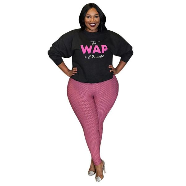 

plus size t-shirt women clothing hoodies long sleeve streetwear crewneck sweatshirt pullover big letter print t shirt, Black
