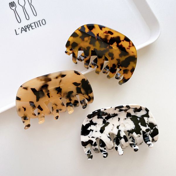 

yamog european semicircle floral pattern hair clamps acetic acid alloy half circle claw clips women scrunchies ponytail wash hairpins hair a, Slivery;golden