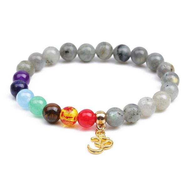 

charm bracelets flash moonstone 7 chakra energy yoga bracelet men women palm cross pendant beaded gift, Golden;silver