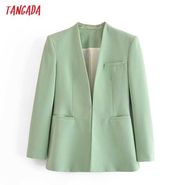 

tangada women fashion candy solid blazer coat vintage long sleeve female outerwear chic qn136 210609, White;black