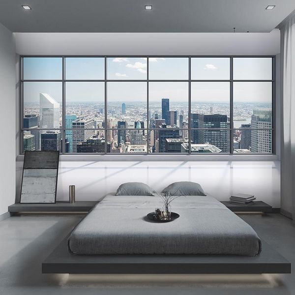 

wallpapers modern simple extended visual space mural high rise building city architecture company conference hall internet bar wallpaper